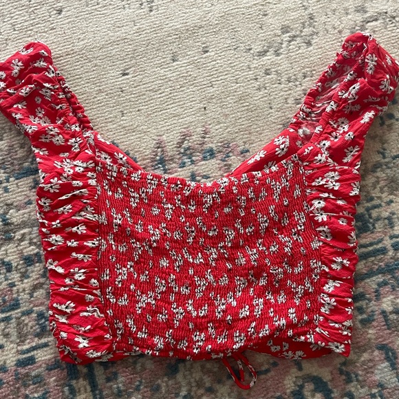 ZARA CINCHED FLORAL CROP TOP - Picture 2 of 6